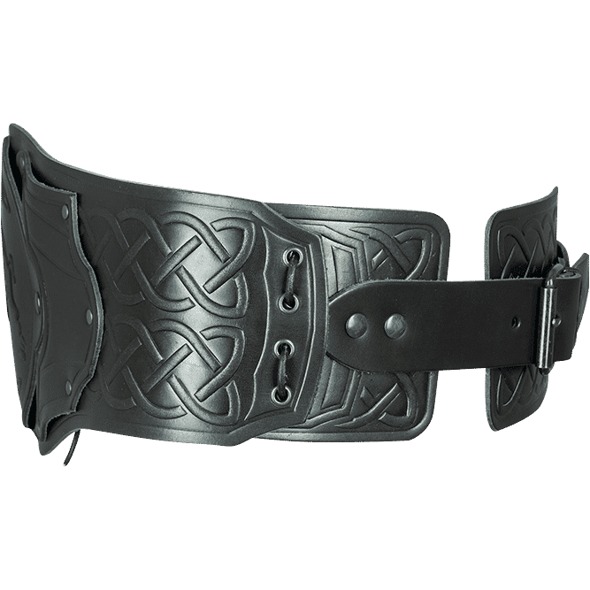 Leather Belt Medieval Brass Buckle With Decoration Viking